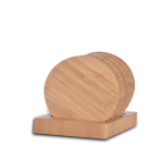 BAMBOO COASTER - Eco-Friendly 5-Piece Round Coaster Set with Stylish Holder