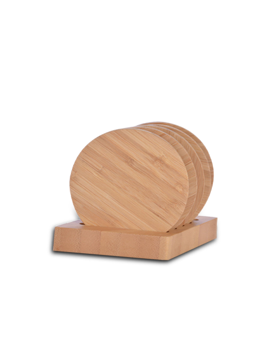 bamboo_coaster_e6026_1 BAMBOO COASTER - Eco-Friendly 5-Piece Round Coaster Set with Stylish Holder - Image 1
