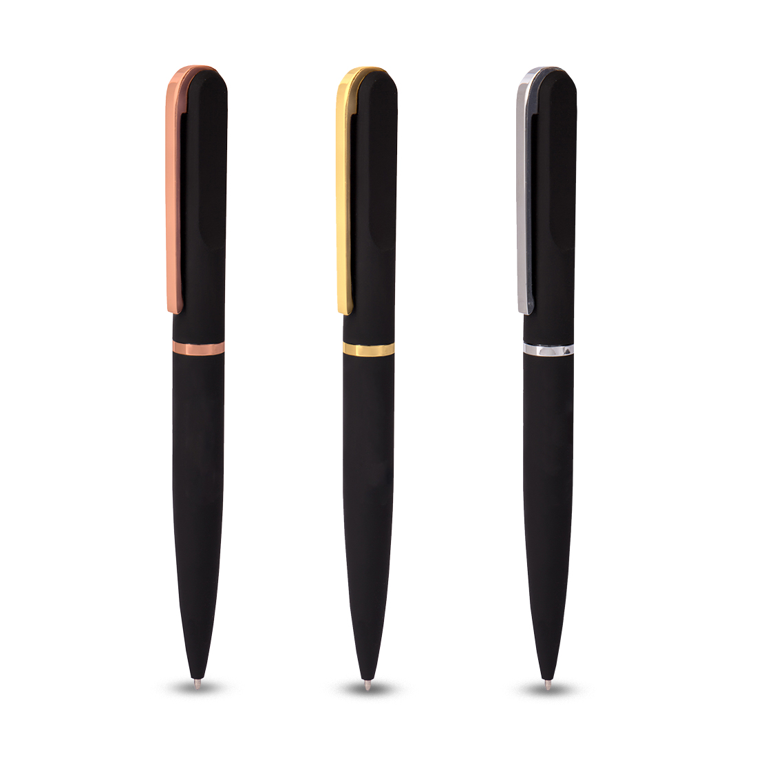 e4020 METAL PEN - Premium Stainless Steel Twist Pen with Rubberized Coating and Chrome Accents - Image 1