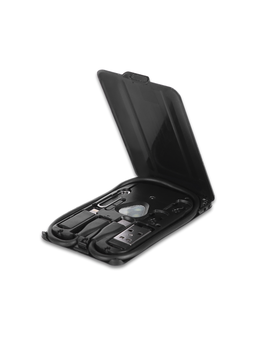 e50471_1 WIRELESS CABLE CASE – Card-Sized Organizer with USB Adapters & SIM Tool Kit - Image 1