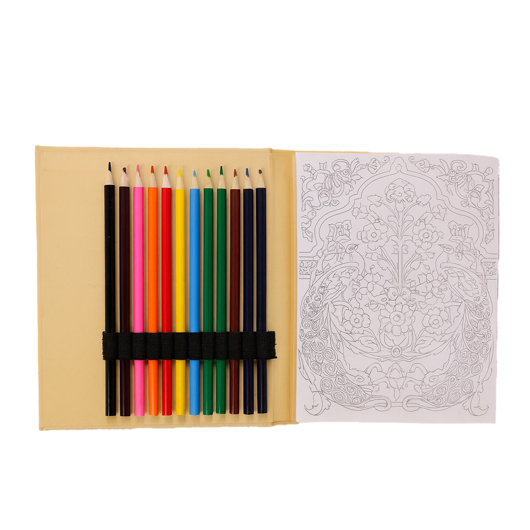 2 v COLOR BOOK – A5 Creative Coloring Set with 50 Patterned Pages & 12 Coloring Pencils for Art on the Go - Image 1