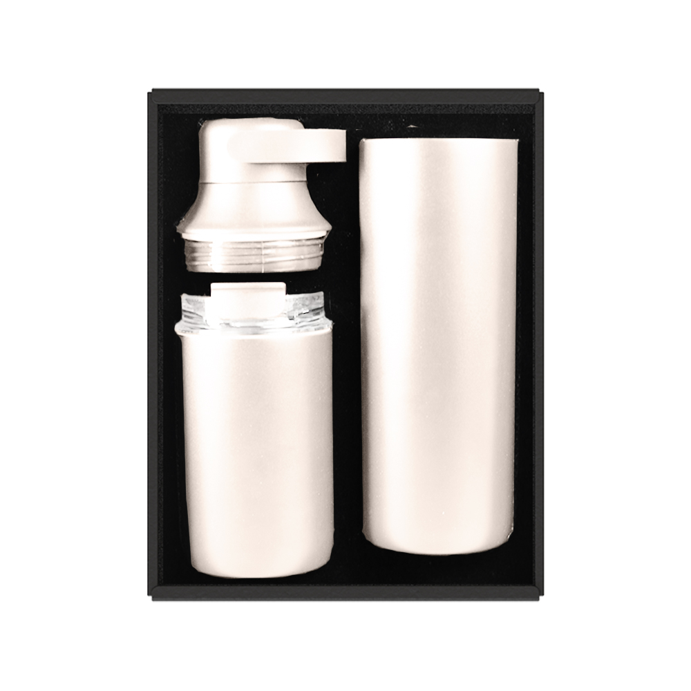 E70721-13 FLASKEE SET – Premium Powder-Coated Double-Wall Stainless Steel Cups (600ml & 300ml) with Interchangeable Lids & Adjustable Straw - Image 1